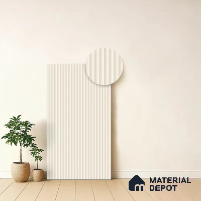 Pearly White Fluted Solid Color Look BB 506 8 ft x 4 ft Texture Finish Decorative Laminate - 1 mm | Suitable for TV Unit, Wardrobe, Kitchen Cabinets
