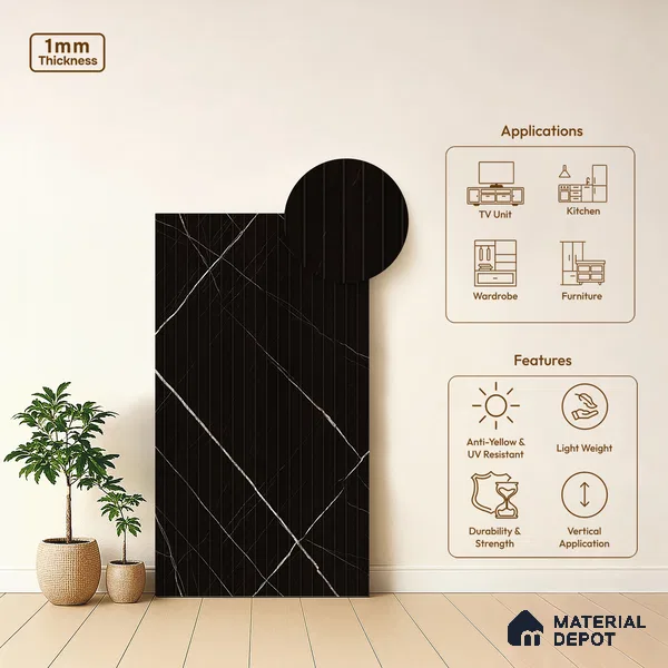 Marble Fluted LM 01849 8 ft x 4 ft Matte Finish Decorative Laminate - 1 mm | Suitable for TV Unit,Wardrobe, Kitchen Cabinets