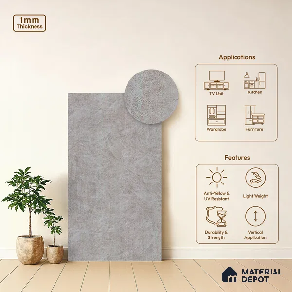 Stone Look LM 10473 8 ft x 4 ft Texture Finish Decorative Laminate - 1 mm | Suitable for TV Unit, Wardrobe, Kitchen Cabinets