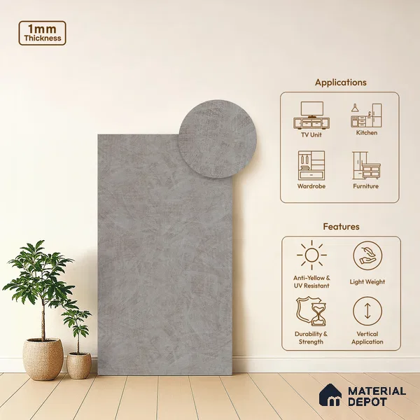 Stone Look LM 10857 8 ft x 4 ft Texture Finish Decorative Laminate - 1 mm | Suitable for TV Unit, Wardrobe, Kitchen Cabinets