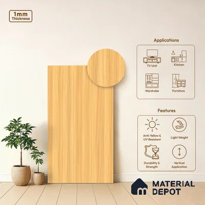 Wooden Look LM 10868 Glaton Walnut 8 ft x 4 ft Texture Finish Decorative Laminate - 1 mm | Suitable for TV Unit, Wardrobe, Kitchen Cabinets