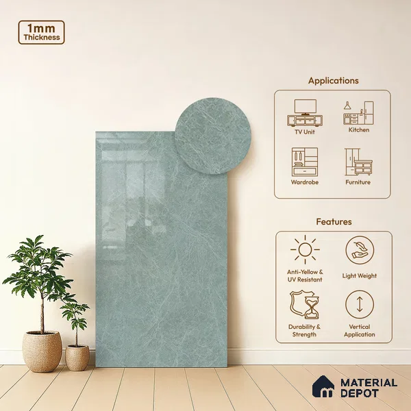 Stone Look LM 10898 8 ft x 4 ft Glossy Finish Decorative Laminate - 1 mm | Suitable for TV Unit, Wardrobe, Kitchen Cabinets