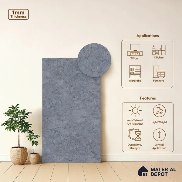Stone Look LM 10900 8 ft x 4 ft Texture Finish Decorative Laminate - 1 mm | Suitable for TV Unit, Wardrobe, Kitchen Cabinets