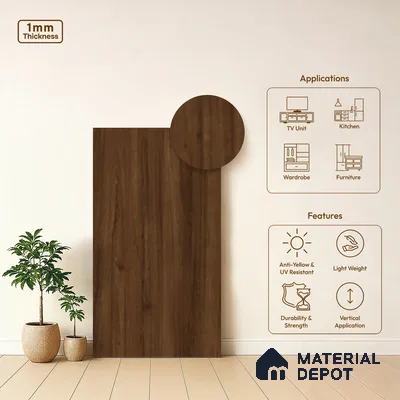 Wooden Look LM 10901 Sumatra Maple 8 ft x 4 ft Texture Finish Decorative Laminate - 1 mm | Suitable for TV Unit, Wardrobe, Kitchen Cabinets