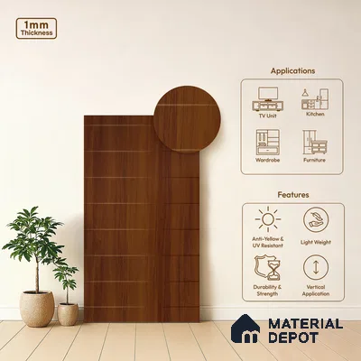 Wooden Look LM 10907 Red Teak 8 ft x 4 ft Texture Finish Decorative Laminate - 1 mm | Suitable for TV Unit, Wardrobe, Kitchen Cabinets
