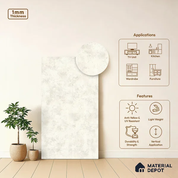 Beige Marble Look LM 10913 8 ft x 4 ft Texture Finish Decorative Laminate - 1 mm | Suitable for TV Unit, Wardrobe, Kitchen Cabinets