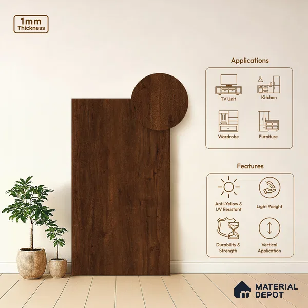Wooden Look LM 10934 Classic Oak 8 ft x 4 ft Texture Finish Decorative Laminate - 1 mm | Suitable for TV Unit, Wardrobe, Kitchen Cabinets