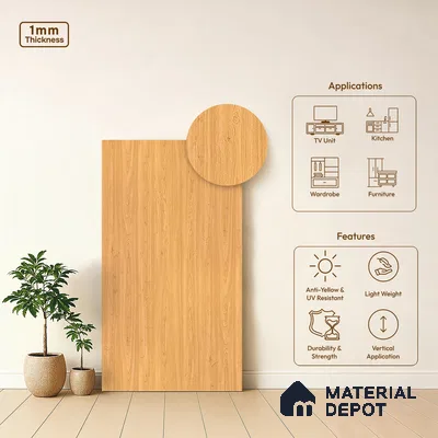 Wooden Look LM 10939 Embi Pine 8 ft x 4 ft Texture Finish Decorative Laminate - 1 mm | Suitable for TV Unit, Wardrobe, Kitchen Cabinets