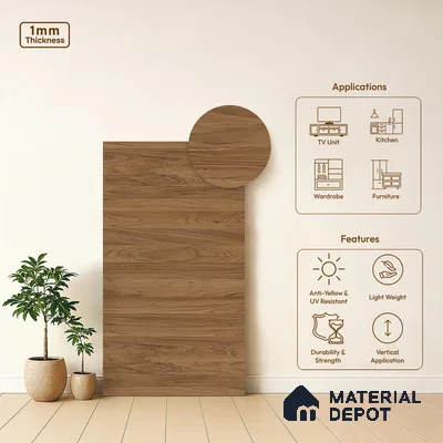 Wooden Look LM 10945 Natrual Delight 8 ft x 4 ft Texture Finish Decorative Laminate - 1 mm | Suitable for TV Unit, Wardrobe, Kitchen Cabinets