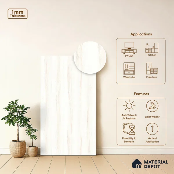 Wooden Look LM 10949 Biscotti 8 ft x 4 ft Texture Finish Decorative Laminate - 1 mm | Suitable for TV Unit, Wardrobe, Kitchen Cabinets