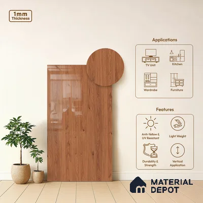 Wooden Look LM 10958 Blonde Base 8 ft x 4 ft Glossy Finish Decorative Laminate - 1 mm | Suitable for TV Unit, Wardrobe, Kitchen Cabinets
