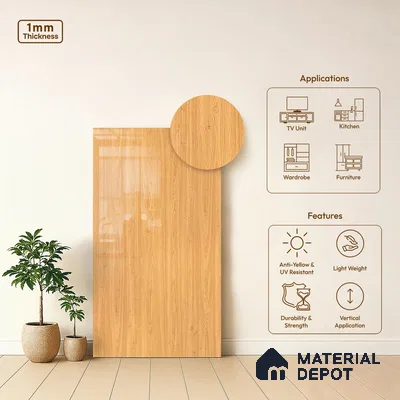 Wooden Look LM 10959 Embi Pine 8 ft x 4 ft Glossy Finish Decorative Laminate - 1 mm | Suitable for TV Unit, Wardrobe, Kitchen Cabinets