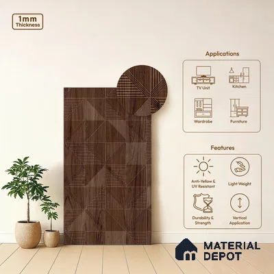 Wooden Look LM 20186 8 ft x 4 ft Texture Finish Decorative Laminate - 1 mm | Suitable for TV Unit, Wardrobe, Kitchen Cabinets