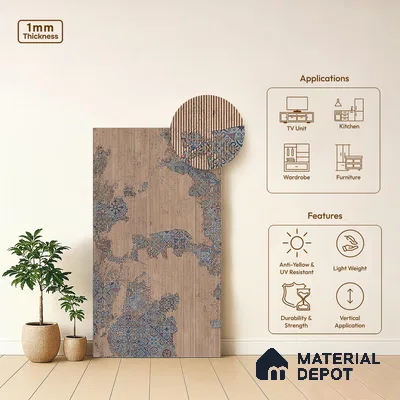 Patterned Look LM 20194 8 ft x 4 ft Texture Finish Decorative Laminate - 1 mm | Suitable for Bedroom, TV Unit, Wardrobe