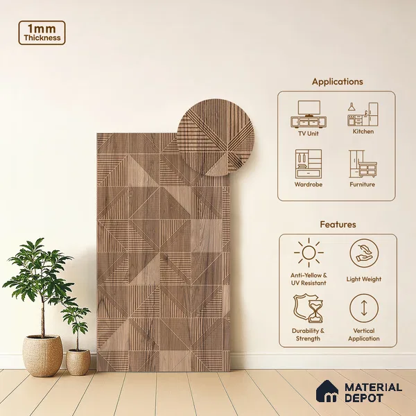 Patterned Look LM 20195 8 ft x 4 ft Texture Finish Decorative Laminate - 1 mm | Suitable for Bedroom, TV Unit, Wardrobe