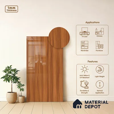 Wooden Look LM 20226 8 ft x 4 ft High Gloss Finish Decorative Laminate - 1 mm | Suitable for TV Unit, Wardrobe, Kitchen Cabinets