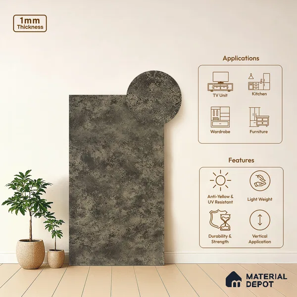 Brown Marble Look LM 20267 8 ft x 4 ft Texture Finish Decorative Laminate - 1 mm | Suitable for TV Unit, Wardrobe, Kitchen Cabinets