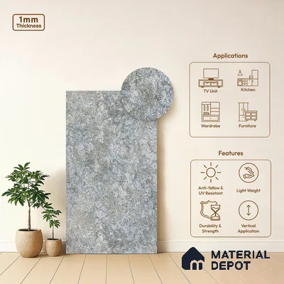 White Marble Look LM 20990 8 ft x 4 ft Matte Finish Decorative Laminate - 1 mm | Suitable for TV Unit, Wardrobe, Kitchen Cabinets