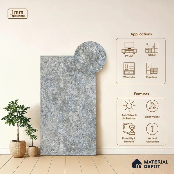 White Marble Look LM 20990 8 ft x 4 ft Matte Finish Decorative Laminate - 1 mm | Suitable for TV Unit, Wardrobe, Kitchen Cabinets