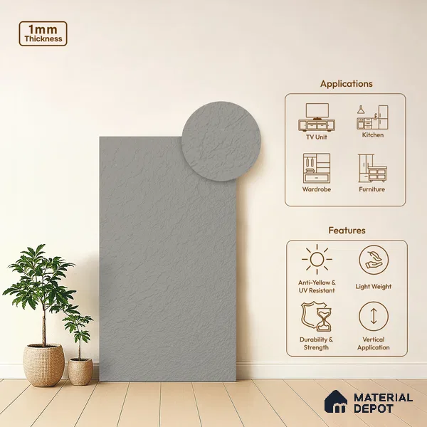 Stone Look LM 20994 8 ft x 4 ft Texture Finish Decorative Laminate - 1 mm | Suitable for TV Unit, Wardrobe, Kitchen Cabinets