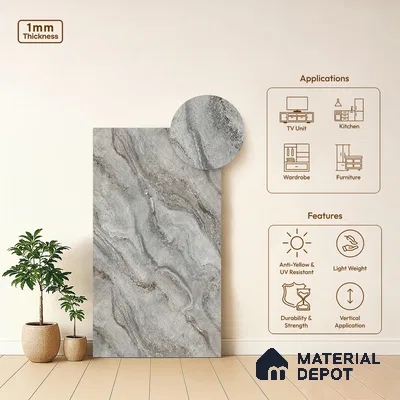 Grey Textured Solid Look LM 20995 8 ft x 4 ft Texture Finish Decorative Laminate - 1 mm | Suitable for TV Unit, Wardrobe, Kitchen Cabinets