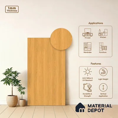Wooden Look LM 21002 8 ft x 4 ft Texture Finish Decorative Laminate - 1 mm | Suitable for TV Unit, Wardrobe, Kitchen Cabinets