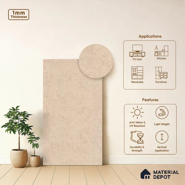 Brown Fabric Look LM 21007 8 ft x 4 ft Texture Finish Decorative Laminate - 1 mm | Suitable for TV Unit, Wardrobe, Kitchen Cabinets