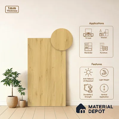 Wooden Look LM 21014 8 ft x 4 ft Texture Finish Decorative Laminate - 1 mm | Suitable for TV Unit, Wardrobe, Kitchen Cabinets
