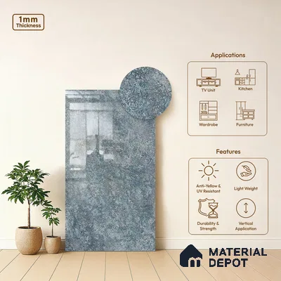 Stone Look LM 21022 8 ft x 4 ft High Gloss Finish Decorative Laminate - 1 mm | Suitable for TV Unit, Wardrobe, Kitchen Cabinets