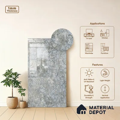 Stone Look LM 21023 8 ft x 4 ft High Gloss Finish Decorative Laminate - 1 mm | Suitable for TV Unit, Wardrobe, Kitchen Cabinets