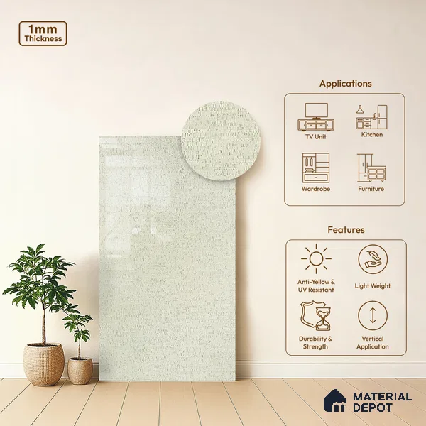 Patterned Look LM 21025 8 ft x 4 ft High Gloss Finish Decorative Laminate - 1 mm | Suitable for Bedroom, TV Unit, Wardrobe