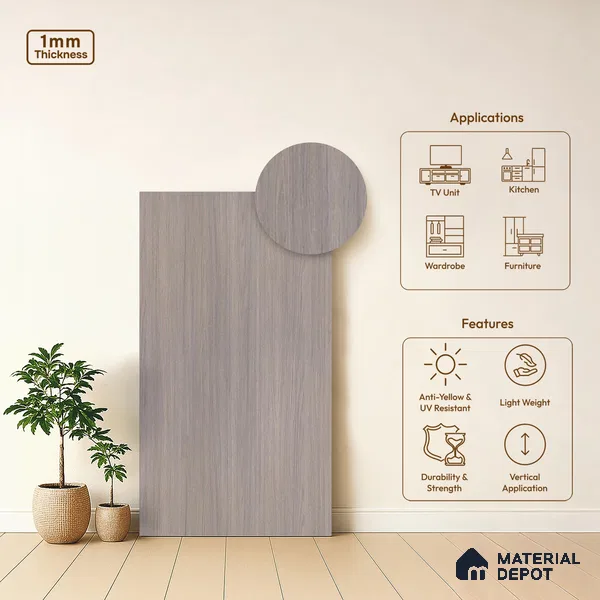 Brown Wooden Look LM 21036 8 ft x 4 ft Suede Finish Decorative Laminate - 1 mm | Suitable for TV Unit, Wardrobe, Kitchen Cabinets