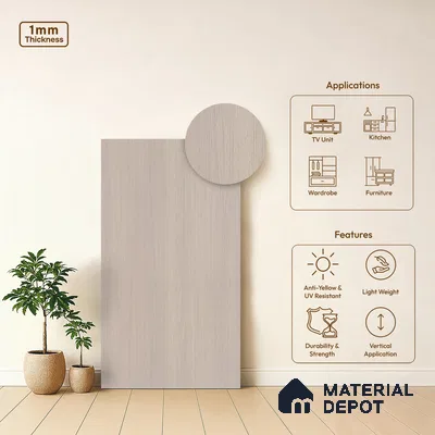 Wooden Look LM 21037 8 ft x 4 ft Suede Finish Decorative Laminate - 1 mm | Suitable for TV Unit, Wardrobe, Kitchen Cabinets