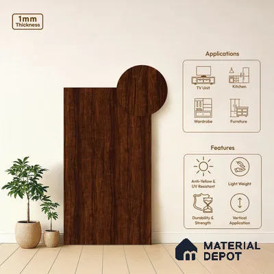 Wooden Look LM 21043 8 ft x 4 ft Suede Finish Decorative Laminate - 1 mm | Suitable for TV Unit, Wardrobe, Kitchen Cabinets