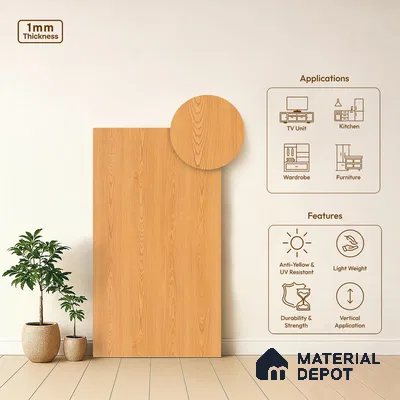 Wooden Look LM 21044 8 ft x 4 ft Suede Finish Decorative Laminate - 1 mm | Suitable for TV Unit, Wardrobe, Kitchen Cabinets