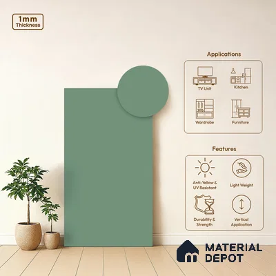 LM 21048 B Cyan Sliky Matte Finish 8 ft x 4 ft Decorative Laminate - 1 mm | Suitable for Living Room, Kitchen, Office