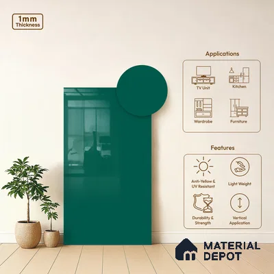 LM 21053 Mist High Gloss Finish 8 ft x 4 ft Decorative Laminate - 1 mm | Suitable for Living Room, Kitchen, Office