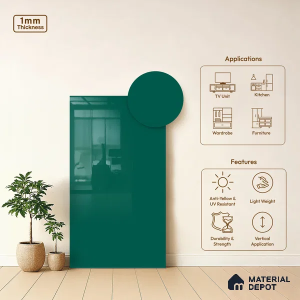 LM 21053 Mist High Gloss Finish 8 ft x 4 ft Decorative Laminate - 1 mm | Suitable for Living Room, Kitchen, Office