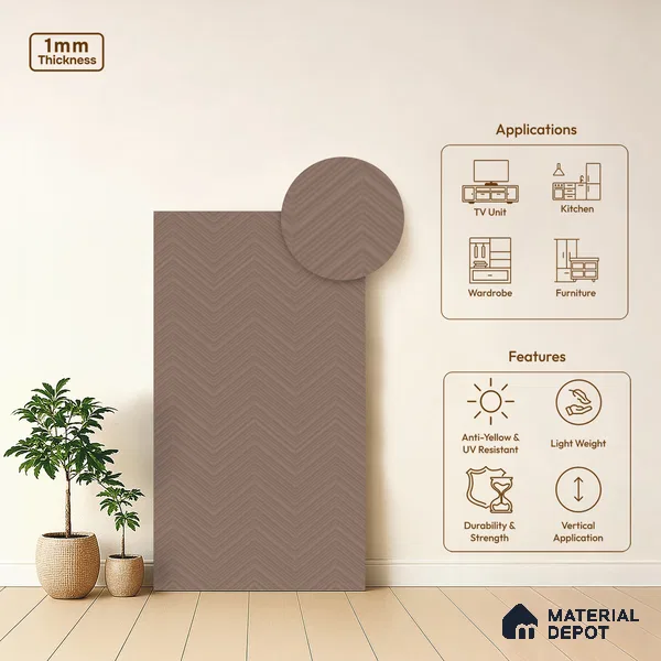 Patterened Look LM 21057 C Pink Mirage Acute Texture Finish 8 ft x 4 ft Decorative Laminate - 1 mm | Suitable for Bedroom, TV Unit, Wardrobe
