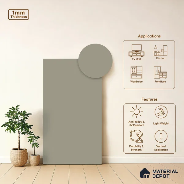 LM 21059 B Clay Sliky Matte Finish 8 ft x 4 ft Decorative Laminate - 1 mm | Suitable for Living Room, Kitchen, Office