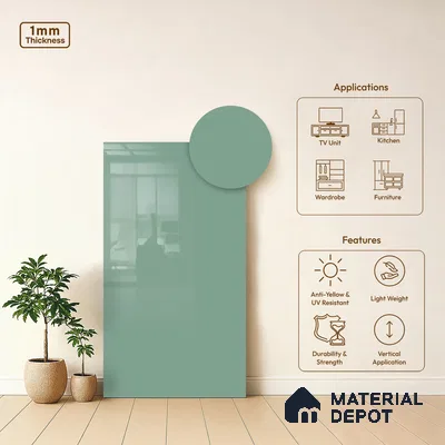 LM 21062 Aqua High Gloss Finish 8 ft x 4 ft Decorative Laminate - 1 mm | Suitable for Living Room, Kitchen, Office