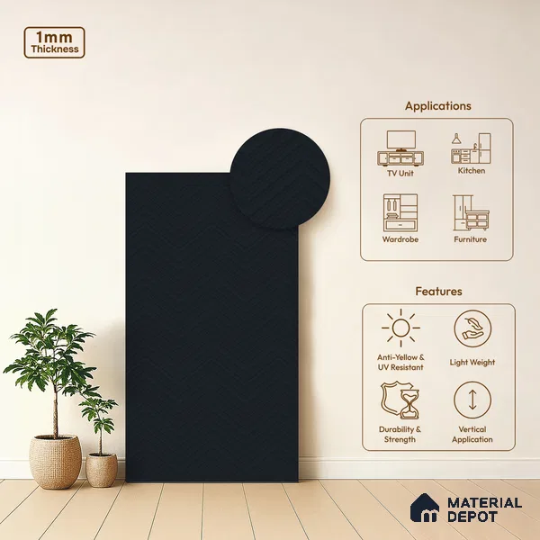 Patterned Look LM 21070 G Starlit Acute Texture Finish 8 ft x 4 ft Decorative Laminate - 1 mm | Suitable for Bedroom, TV Unit, Wardrobe