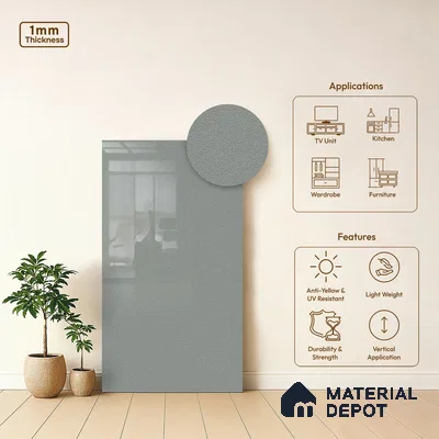 LM 21073 Pale Metallic Finish 8 ft x 4 ft Decorative Laminate - 1 mm | Suitable for TV Unit, Wardrobe, Kitchen Cabinets