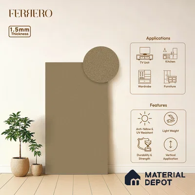 Taupe Brown Solid Color Acrylic Laminate LM 24329 8 ft x 4 ft High Gloss Finish - 1.5 mm | Matching Edgeband code - EB 02119 | Suitable for Living Room, Kitchen, Office