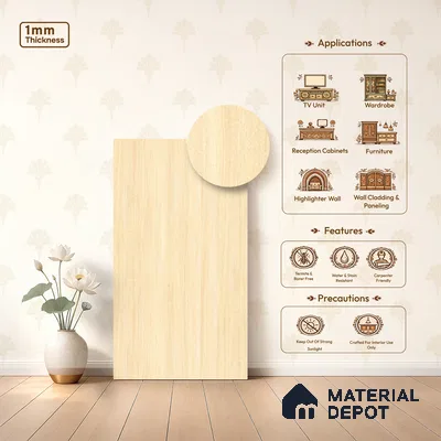 Wooden Look LM 14834 Negal Ashwood 8 ft x 4 ft Texture Finish Decorative Laminate - 1 mm | Suitable for TV Unit, Wardrobe, Kitchen Cabinets