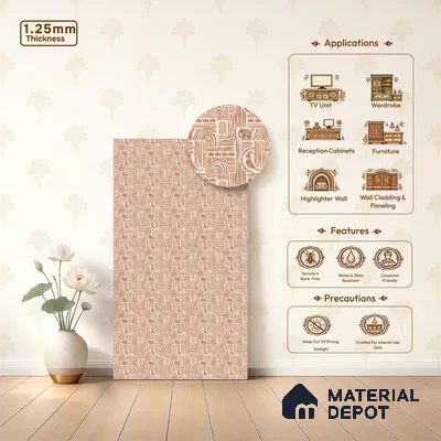 Brown Digital look LM 23942 Matikala Lippan Art 8 ft x 4 ft Texture Finish Decorative Laminate - 1.25 mm | Suitable for Living room,TV Unit, Highlighter Wall, Wardrobe, Feature Wall