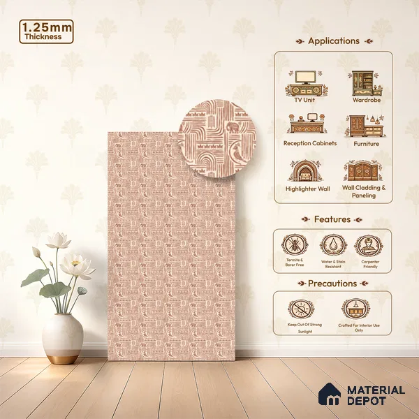 Brown Digital look LM 23942 Matikala Lippan Art 8 ft x 4 ft Texture Finish Decorative Laminate - 1.25 mm | Suitable for Living room,TV Unit, Highlighter Wall, Wardrobe, Feature Wall
