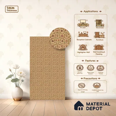 Brown Digital look LM 23943 Fulvatika Miniature Art 8 ft x 4 ft Texture Finish Decorative Laminate - 1 mm | Suitable for Living room,TV Unit, Highlighter Wall, Wardrobe, Feature Wall