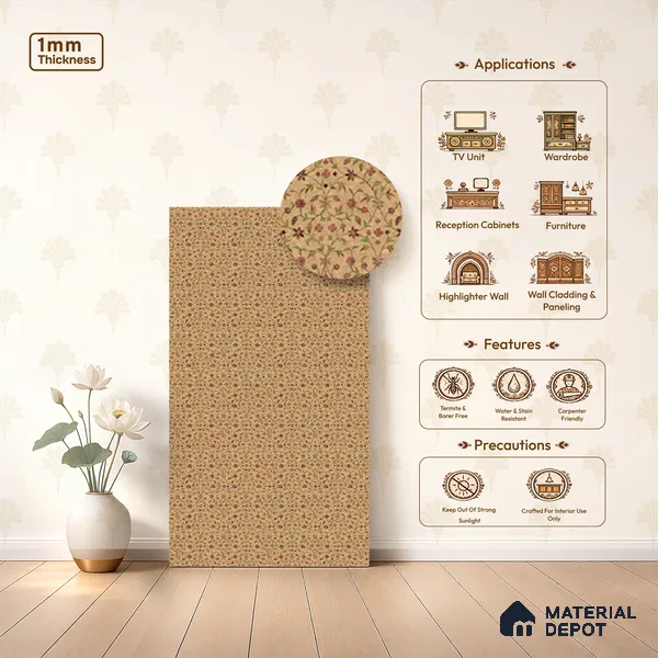 Brown Digital look LM 23943 Fulvatika Miniature Art 8 ft x 4 ft Texture Finish Decorative Laminate - 1 mm | Suitable for Living room,TV Unit, Highlighter Wall, Wardrobe, Feature Wall