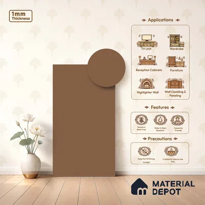 Red Solid Colors look LM 23960 Desert Tan  8 ft x 4 ft Matte Finish Decorative Laminate - 1 mm | Suitable for Living Room, Kitchen, Office